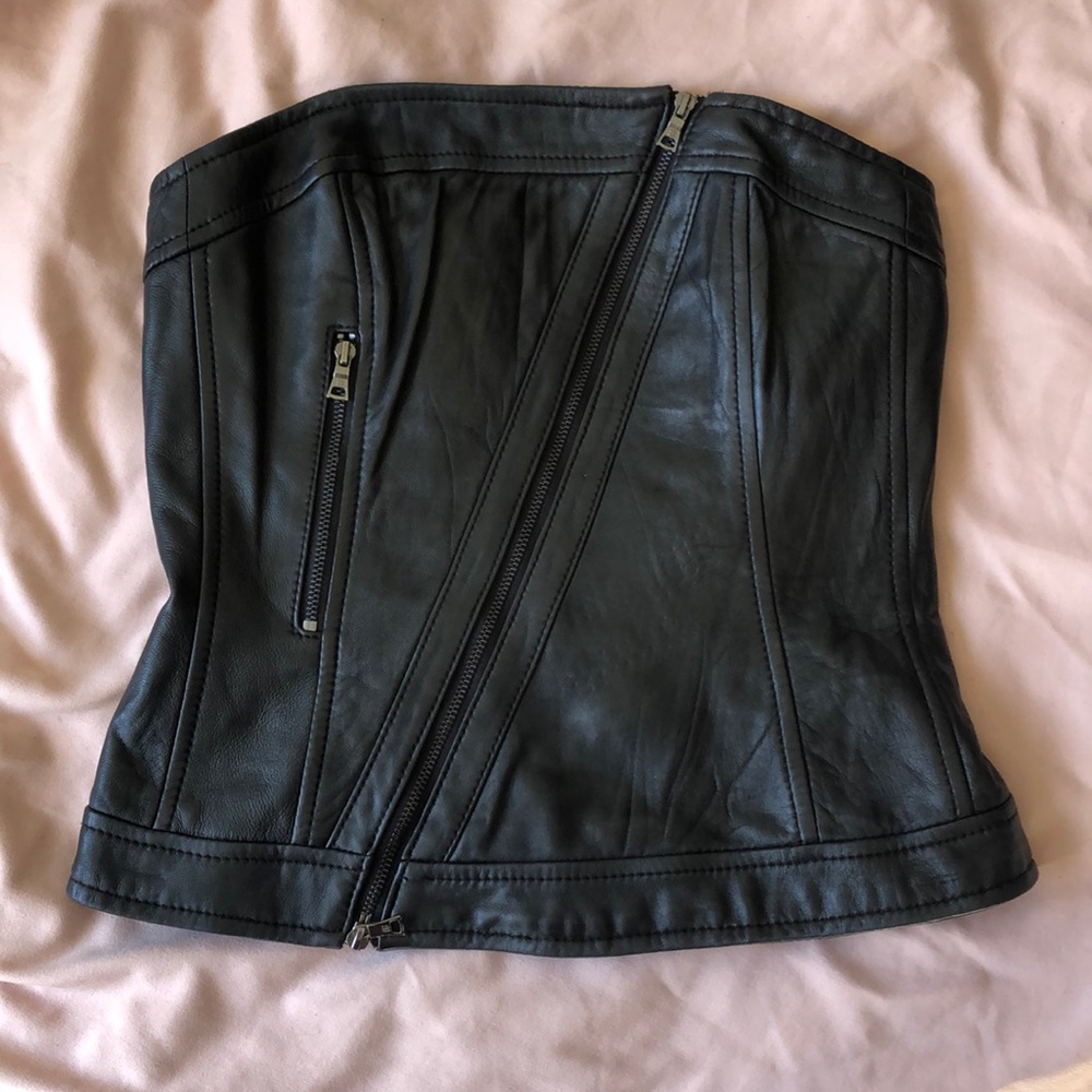 BCBG leather top
